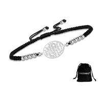 VASSAGO Bracciale Ayatul Kursi per uomo e donna regolabile intrecciato con versetto coranico islamico bracciale protettivo musulmano gioiello religioso per l'Eid e il Ramadan (Cordino argento-nero 2)