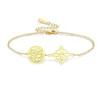 VASSAGO Bracciale con nodo di strega Tetragrammaton pentagramma nodo celtico ciondolo nome di Dio corda intrecciata regolabile protezione della stregoneria gioielli pagani per uomo e donna (Oro 1)