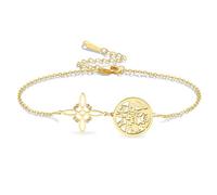VASSAGO Bracciale con nodo di strega Tetragrammaton pentagramma nodo celtico ciondolo nome di Dio corda intrecciata regolabile protezione della stregoneria gioielli pagani per uomo e donna (Oro 2)