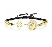 VASSAGO Bracciale con nodo di strega Tetragrammaton, pentagramma, nodo celtico, ciondolo nome di Dio, corda intrecciata regolabile, protezione della stregoneria, gioielli pagani per uomo e donna