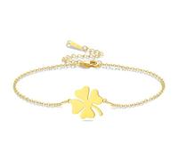 VASSAGO Bracciale da donna con quadrifoglio, in acciaio inox, con quadrifoglio, portafortuna, alla moda, idea regalo per le donne, Misura unica, Acciaio inossidabile, Nessuna pietra preziosa