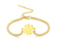 VASSAGO Bracciale da donna con quadrifoglio, in acciaio inox, con quadrifoglio, portafortuna, alla moda, idea regalo per le donne, Misura unica, Acciaio inossidabile, Nessuna pietra preziosa