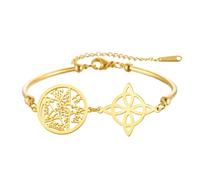 VASSAGO Bracciale Nodo Streghe Tetragrammaton Pentagramma Donne | Bracciale Acciaio Inossidabile Regolabile Nodo Celtico, Amuleto Doppia Protezione, Stregoneria, Gioielli Pagani