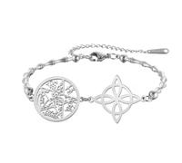VASSAGO Bracciale Nodo Streghe Tetragrammaton Pentagramma Donne | Bracciale Acciaio Inossidabile Regolabile Nodo Celtico, Amuleto Doppia Protezione, Stregoneria, Gioielli Pagani