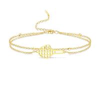 VASSAGO Braccialetto a Racchetta da Tennis Per Donne e Uomini in Acciaio Inossidabile Delicato e Regolabile Con Ciondolo a Forma di Racchetta da Sport Gioiello Amanti Del Tennis Regali (Oro 2)