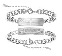 VASSAGO Braccialetto con croce da uomo in acciaio inox, con bandiera americana, versi della Bibbia, Patriottica, Giorno dell'indipendenza, comunione, cresima, battesimo, regali cristiani per