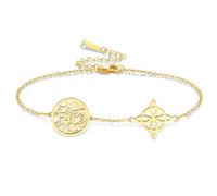 VASSAGO Braccialetto con nodo di streghe tetragramma pentagramma braccialetto nodo celtico ciondolo amuleto protezione stregoneria pagana irlandese gioielli per donne uomini (Oro 2)