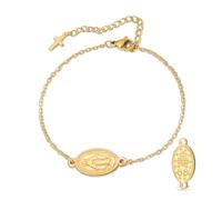 VASSAGO Braccialetto con rosario della Vergine Maria per donne e uomini, double face, con medaglia miracolosa, corda intrecciata a mano, cattolica, cristiana, religiosa, regalo, Adjustable, Acciaio