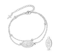 VASSAGO Braccialetto con rosario della Vergine Maria per donne e uomini, double face, con medaglia miracolosa, corda intrecciata a mano, cattolica, cristiana, religiosa, regalo, Adjustable, Acciaio