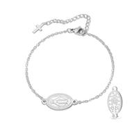 VASSAGO Braccialetto con rosario della Vergine Maria per donne e uomini, double face, con medaglia miracolosa, corda intrecciata a mano, cattolica, cristiana, religiosa, regalo, Adjustable, Acciaio