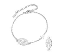 VASSAGO Braccialetto con rosario della Vergine Maria per donne e uomini, double face, con medaglia miracolosa, corda intrecciata a mano, cattolica, cristiana, religiosa, regalo, Adjustable, Acciaio