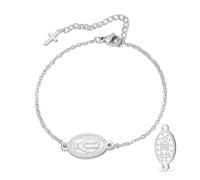 VASSAGO Braccialetto con rosario della Vergine Maria per donne e uomini, double face, con medaglia miracolosa, corda intrecciata a mano, cattolica, cristiana, religiosa, regalo, Adjustable, Acciaio