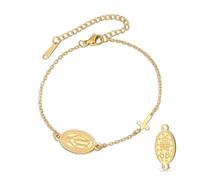 VASSAGO Braccialetto con rosario della Vergine Maria per donne e uomini, double face, con medaglia miracolosa, corda intrecciata a mano, cattolica, cristiana, religiosa, regalo, Adjustable, Acciaio