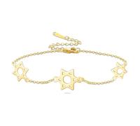 VASSAGO Braccialetto con stella di David, per donne e uomini, in acciaio inox, con stella ebraica, regolabile, a strati, per la fede religiosa, regalo