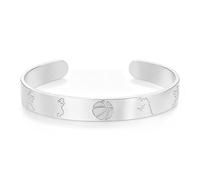 VASSAGO Braccialetto da basket per uomo e donna regolabile in acciaio inossidabile bracciale rigido da basket accessorio per feste sportive gioielli regalo per adolescenti giovani figli fan (Argento)