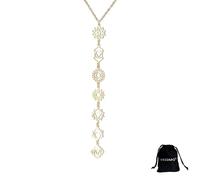 VASSAGO Collana 7 Chakra per donna in acciaio inossidabile Yoga Collana con pendente lungo delicato Lariat Gioiello curativo a forma di Y Regalo per meditazione Yoga (oro 4)