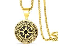VASSAGO Collana con bussola per uomini e donne Acciaio inossidabile Ciondolo bussola Stella Polare con CZ Gioiello nautico regalo per viaggiatori e navigatori (Oro)