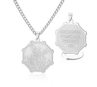 VASSAGO Collana con ciondolo a forma di arcangelo San Michele, in acciaio inox, amuleto, medaglia, gioiello per protezione e preghiera, adjustable, Acciaio inossidabile, Nessuna pietra preziosa