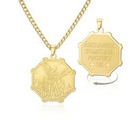VASSAGO Collana con ciondolo a forma di arcangelo San Michele, in acciaio inox, amuleto, medaglia, gioiello per protezione e preghiera, adjustable, Acciaio inossidabile, Nessuna pietra preziosa