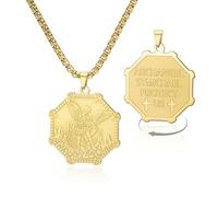 VASSAGO Collana con ciondolo a forma di arcangelo San Michele, in acciaio inox, amuleto, medaglia, gioiello per protezione e preghiera, adjustable, Acciaio inossidabile, Nessuna pietra preziosa