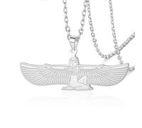 VASSAGO Collana con ciondolo a forma di dea egizia Iside per donne e uomini in acciaio inox stile antico Egitto protezione greca amuleto mitologia gioielli regali