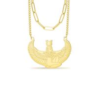 VASSAGO Collana con ciondolo a forma di dea egizia Iside per donne e uomini, in acciaio inox, stile antico Egitto, protezione greca, amuleto, mitologia, gioielli, regali, Acciaio inossidabile, Nessuna