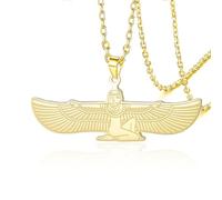 VASSAGO Collana con ciondolo a forma di dea egizia Iside per donne e uomini in acciaio inox stile antico Egitto protezione greca amuleto mitologia gioielli regali