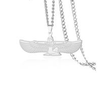 VASSAGO Collana con ciondolo a forma di dea egizia Iside per donne e uomini in acciaio inox stile antico Egitto protezione greca amuleto mitologia gioielli regali (Argento 3)
