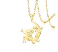 VASSAGO Collana con ciondolo a forma di luna e farfalla, in acciaio inox idea regalo per donne figlia sorella Adjustable (oro)