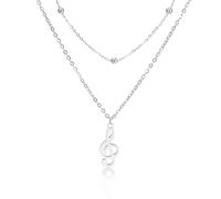 VASSAGO Collana con ciondolo a forma di nota musicale da donna con chiave di violino e nota musicale in acciaio inossidabile regalo per musicista amante della musica insegnante (Argento 2)