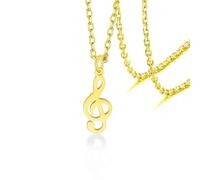 VASSAGO Collana con ciondolo a forma di nota musicale da donna, con chiave di violino e nota musicale, in acciaio inossidabile, regalo per musicista, amante della musica, insegnante, Acciaio