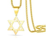VASSAGO Collana con ciondolo a forma di stella di David e a sei punte Talismano in acciaio inossidabile Esagramma ebraico Israele gioielli per uomo