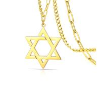 VASSAGO Collana con ciondolo a forma di stella di David e a sei punte Talismano in acciaio inossidabile Esagramma ebraico Israele gioielli per uomo