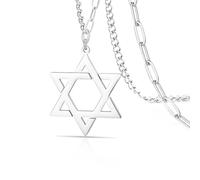 VASSAGO Collana con ciondolo a forma di stella di David e a sei punte Talismano in acciaio inossidabile Esagramma ebraico Israele gioielli per uomo