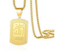 VASSAGO Collana con ciondolo Allah Collana con simbolo islamico Allah in acciaio inox islamico musulmano religioso ciondolo gioielli regalo per donne uomini (Collana In OroAllah)