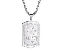 VASSAGO Collana con ciondolo Allah Collana con simbolo islamico Allah in acciaio inox islamico musulmano religioso ciondolo gioielli regalo per donne uomini