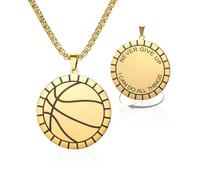 VASSAGO Collana con ciondolo motivazionale a tema basket con scritta in inglese Never Give Up I Can Do All Things regalo per uomini e donne (oro)