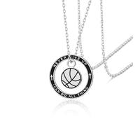 VASSAGO Collana con ciondolo motivazionale a tema calcio/pallacanestro con scritta Never Give Up I Can Do All Things regalo per uomini e donne (collana basket in argento)