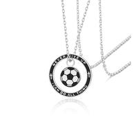 VASSAGO Collana con ciondolo motivazionale a tema calcio/pallacanestro con scritta Never Give Up I Can Do All Things regalo per uomini e donne (collana calcio in argento)