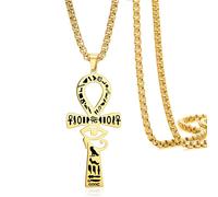 VASSAGO Collana con ciondolo Occhio di Horus e croce Ankh in acciaio inossidabile per uomo e donna, antico ciondolo egiziano Chiave della Vita, collana amuleto di protezione, gioielli protettivi