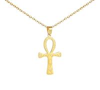 VASSAGO Collana con croce Ankh per uomo e donna con ciondolo a croce Ankh egiziano, catena da uomo in acciaio inox, con fiore di loto, gioiello religioso egiziano, Acciaio inossidabile