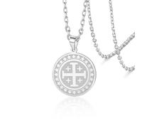 VASSAGO Collana con croce di Gerusalemme per donne e uomini, in acciaio inossidabile, collana con crociata, religiosa, cristiana, fede, gioielli regalo