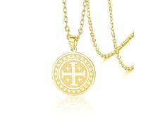 VASSAGO Collana con croce di Gerusalemme per donne e uomini, in acciaio inossidabile, collana con crociata, religiosa, cristiana, fede, gioielli regalo