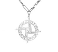 VASSAGO Collana con croce di Santa Brigida con ciondolo a forma di croce celtica irlandese, ciondolo di protezione cristiana, amuleto religioso, regalo per donne e uomini, Adjustable, Acciaio