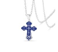 VASSAGO Collana Con Croce Ortodossa Orientale Per Uomo E Donna In Acciaio Inox Con Crocifisso Ortodosso Russo Crocifisso Bizantino Cristiano Cattolico Religioso Gioiello Regalo