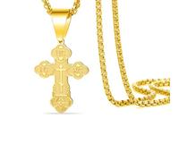 VASSAGO Collana Con Croce Ortodossa Orientale Per Uomo E Donna In Acciaio Inox Con Crocifisso Ortodosso Russo Crocifisso Bizantino Cristiano Cattolico Religioso Gioiello Regalo