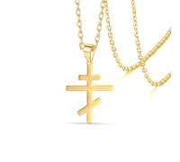 VASSAGO Collana Con Croce Ortodossa Orientale Per Uomo E Donna In Acciaio Inox Con Crocifisso Ortodosso Russo Crocifisso Bizantino Cristiano Cattolico Religioso Gioiello Regalo