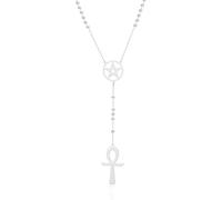 VASSAGO Collana con croce pentagramma Collana con catena in acciaio inossidabile a forma di Y Collana con croce Simbolo mistico e occulto Gioielli (Argento)