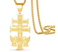 VASSAGO Collana con croce per uomo e donna, crocifisso/croce ortodossa/Cruz de Caravaca collana con ciondolo amuleto cattolico cristiano religioso gioielli regalo