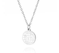 VASSAGO Collana con mappa del mondo con ciondolo a forma di mappa della terra, ciondolo con pianeta, regalo per donne e ragazze, Acciaio inossidabile